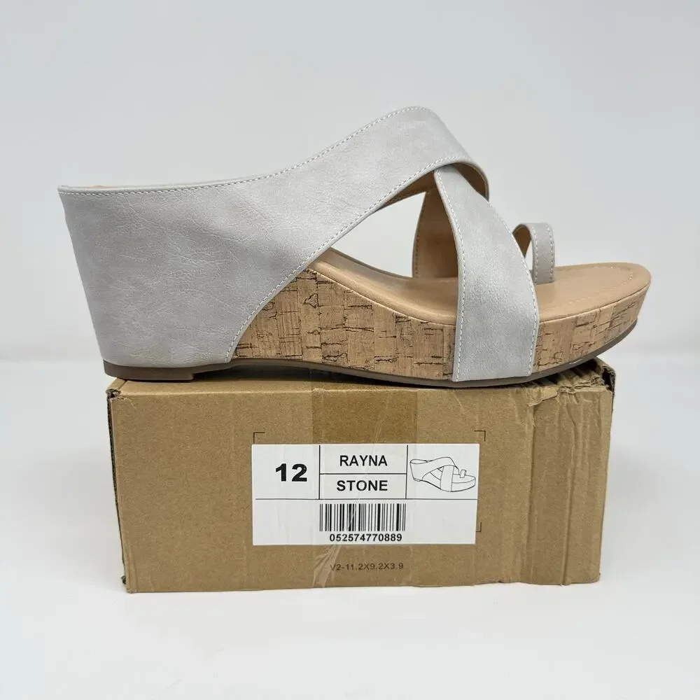 Journee Collection Rayna Women’s Size 12 Stone Wedge Sandals New
